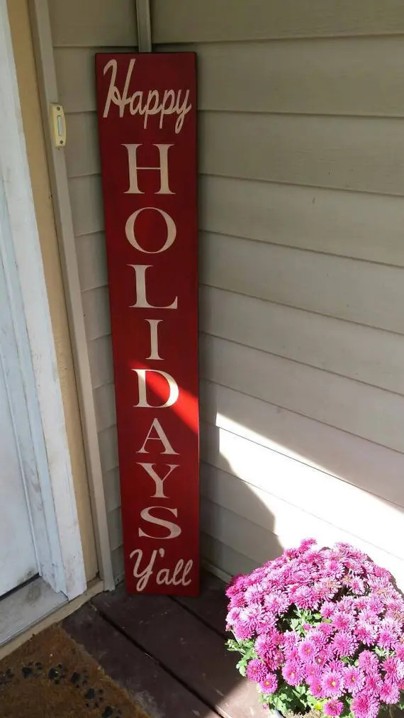 Happy Holidays Y'all Wood Porch Sign Rustic Reversible | Etsy | Etsy (US)
