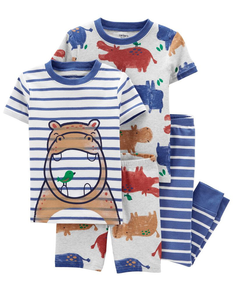4-Piece Hippo 100% Snug Fit Cotton PJs | Carter's