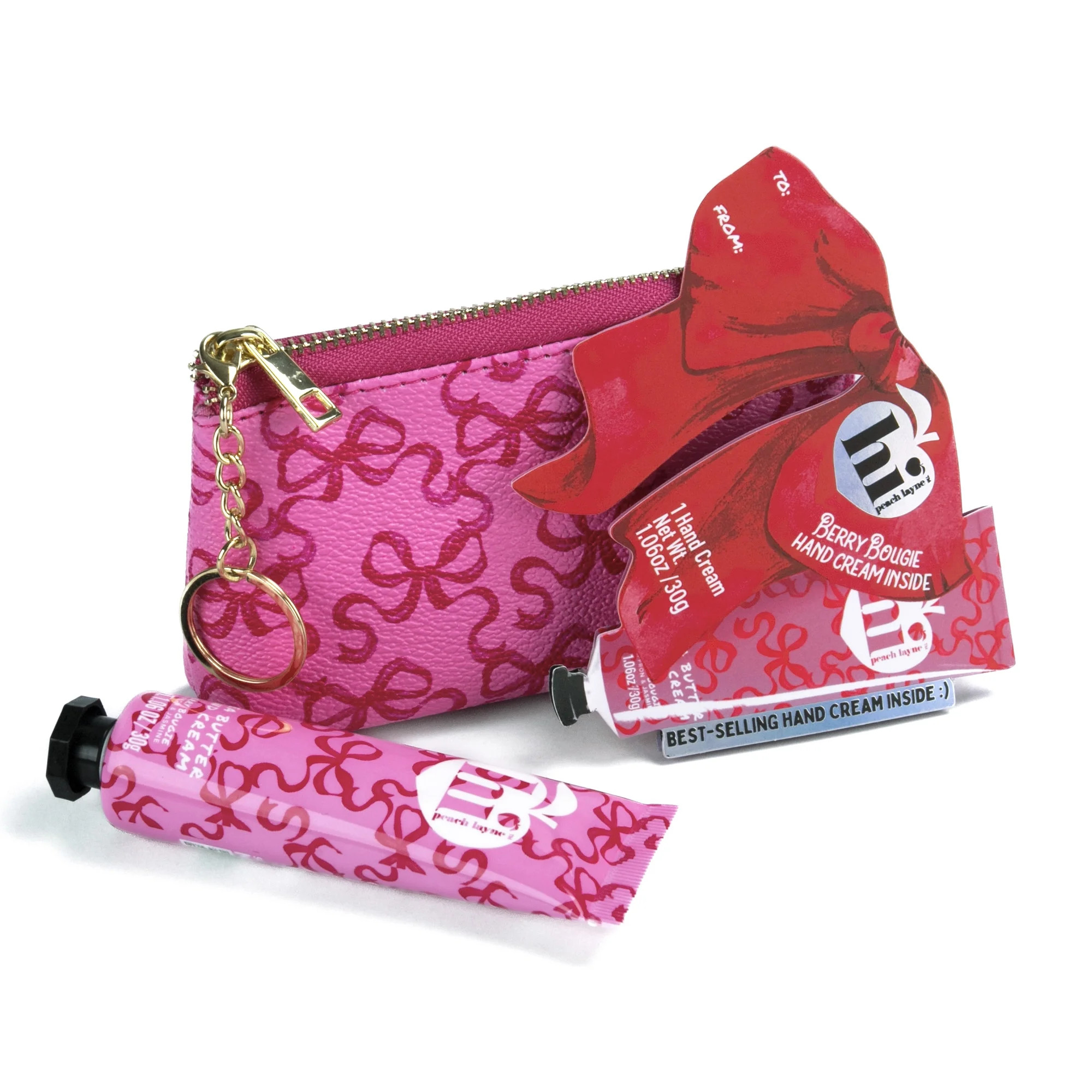 Hi Peach Layne 4.9 x 2.8 inches Red Pink Bows Keychain Zipper Pouch with Metal Key Ring and 1.06o... | Walmart (US)