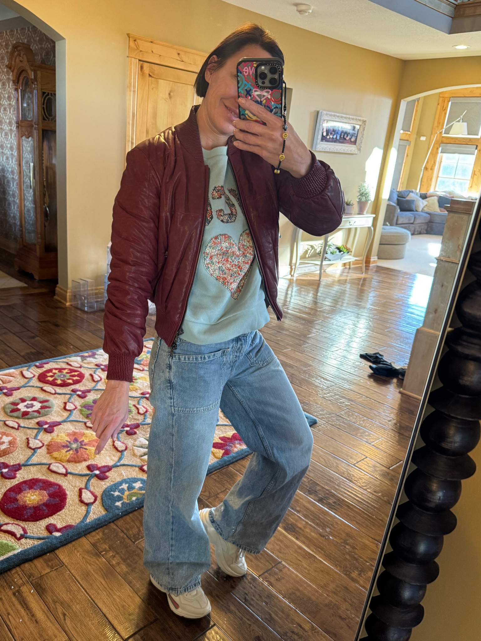 Free people jeans- size 25, gucci sweatshirt-size small , Veronica beard leather bomber (old), Gucci sneakers-size 7.5

#LTKOver40 #LTKShoeCrush #LTKSeasonal