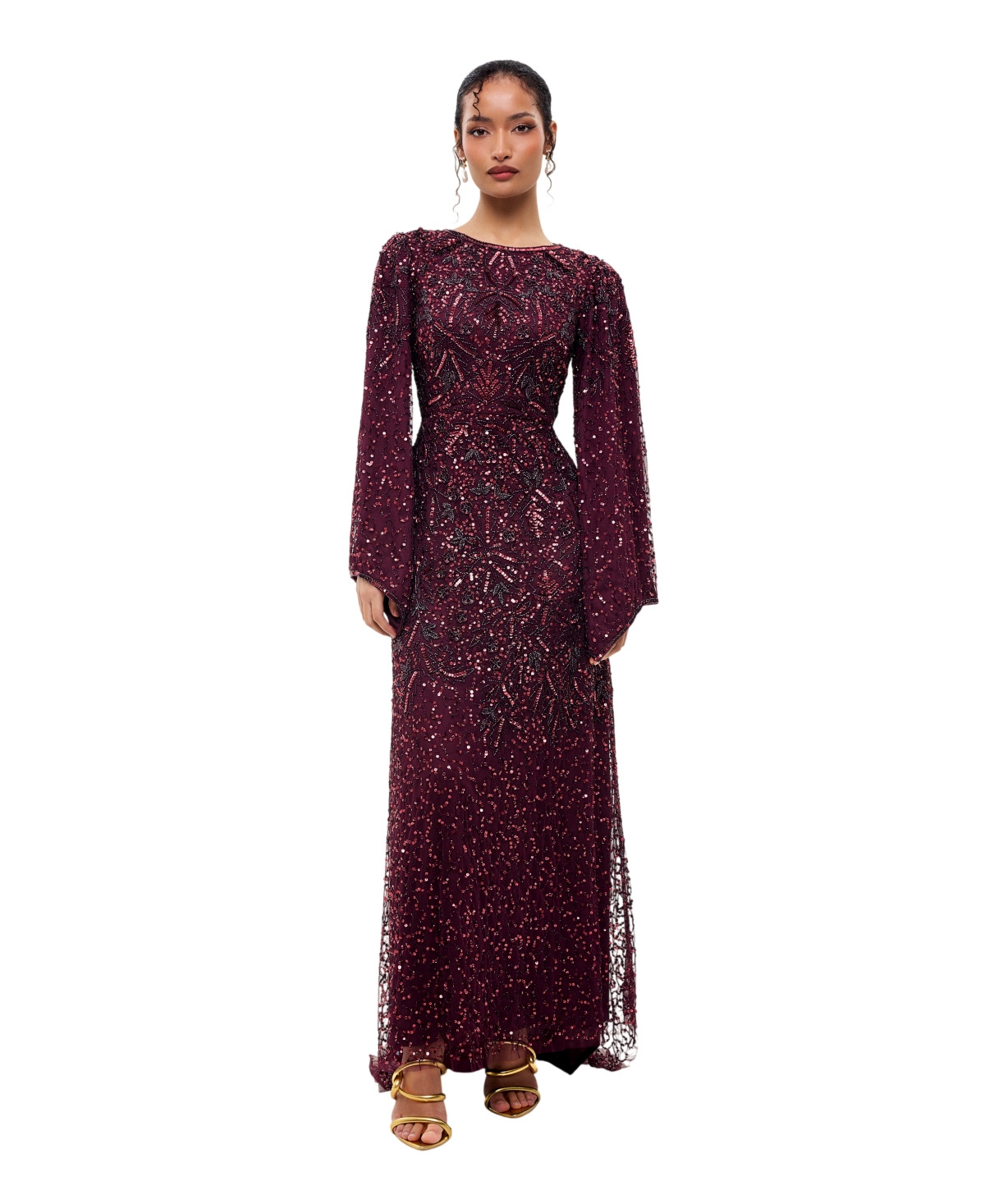 Maryisa Women's Modest Embellished Sequins Gown - Mauve | Macy's