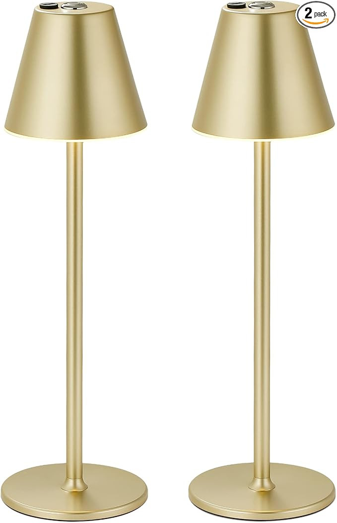 2Pack LED CordlessTable Lamp,4000mAh Rechargeable Battery Desk lamp,3 Level Brightness Night Ligh... | Amazon (US)