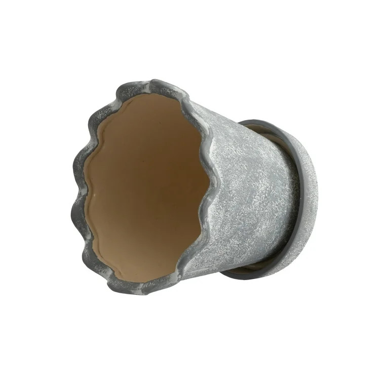 My Texas House Gray 8 inch Wave Planter Ceramic Pot for Indoor and Outdoor Use | Walmart (US)