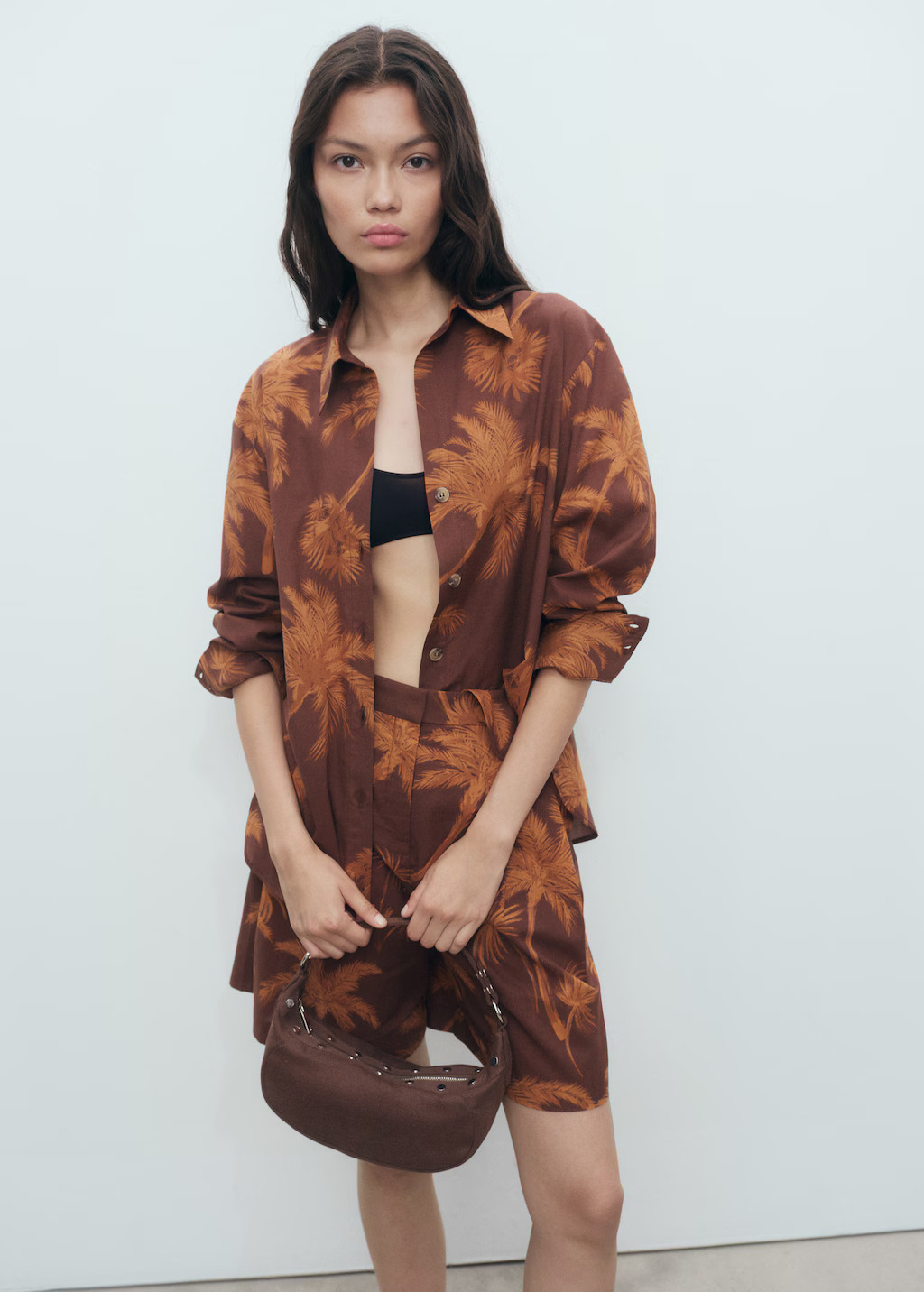 Palm print cotton shirt | Mango (US/MX/AU)