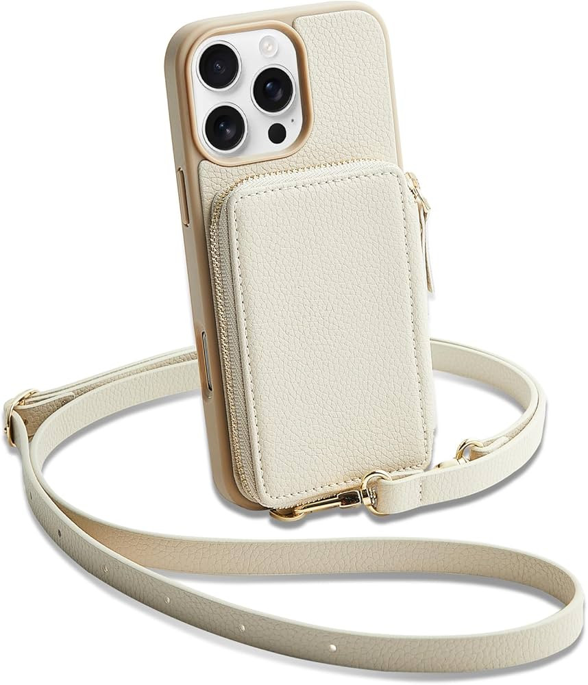 ZVE for iPhone 16 Pro Wallet Case, RFID Blocking Leather Case with Card Holder, Crossbody Strap f... | Amazon (US)