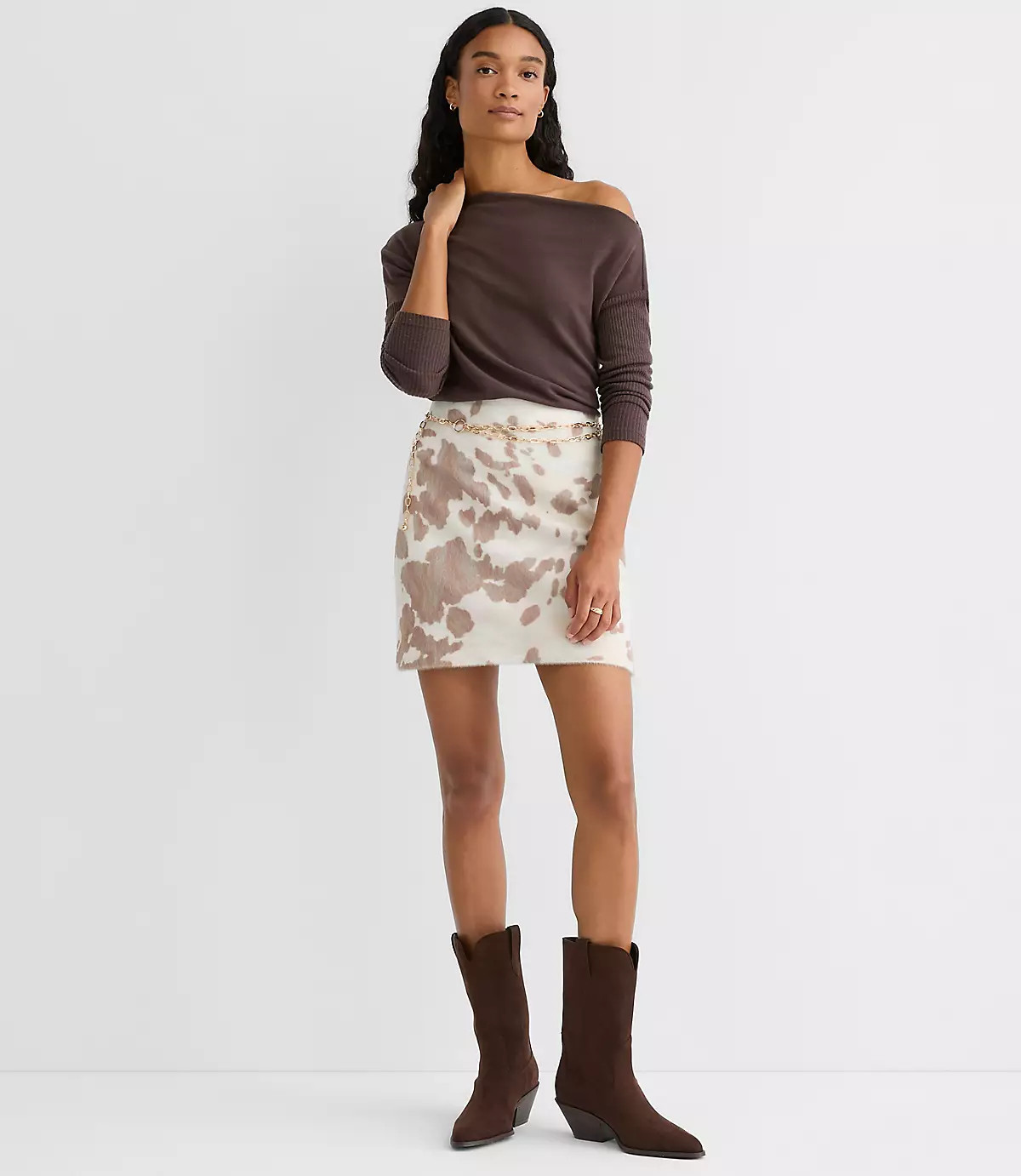 Spotted Felted Mini Skirt | LOFT