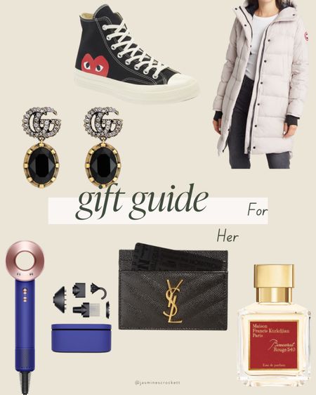 Nordstrom Gift Guide for her: Gucci, earrings, jewelry, converse, Canada goose jacket, Ysl, card case, luxury gifts, Baccarat, perfume, dyson, blow dryer 

#LTKHoliday