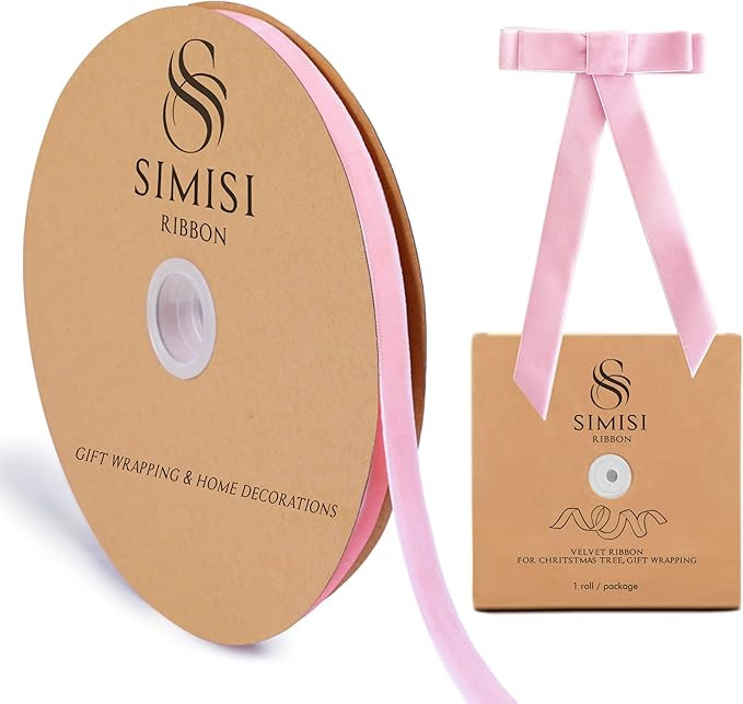 Pink Velvet Ribbon 3/8'' 25 Yards for Christmas Tree, Gift Wrapping, Flower Bouquet, Wreath Decor... | Amazon (US)