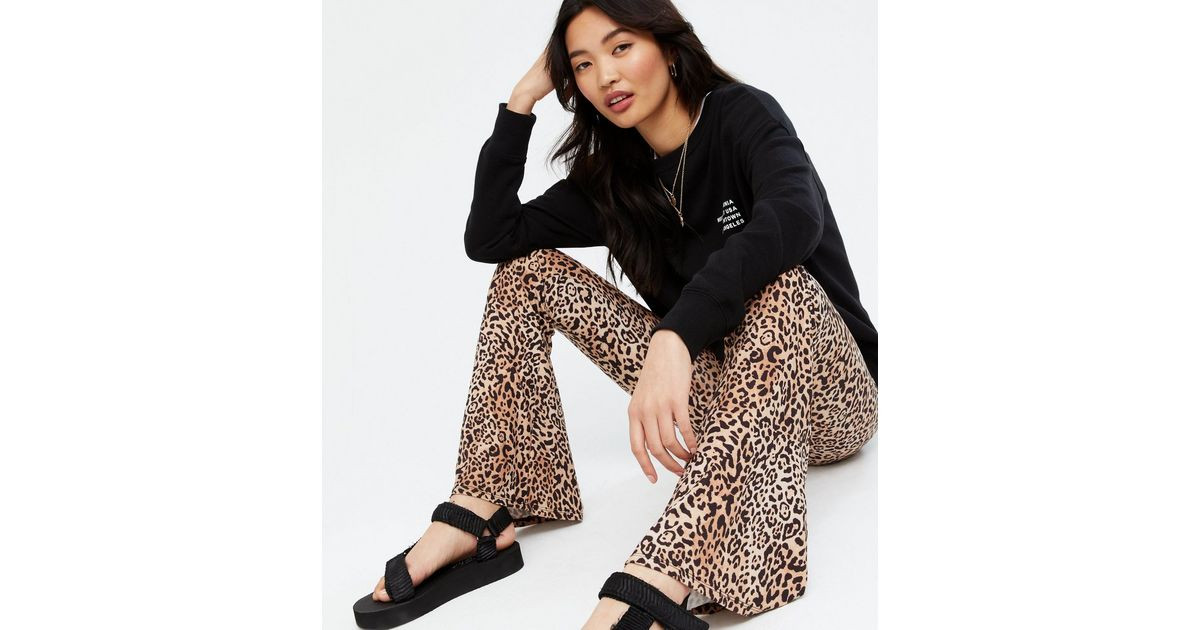 Brown Leopard Print Flared Leg Trousers
						
						Add to Saved Items
						Remove from Saved I... | New Look (UK)