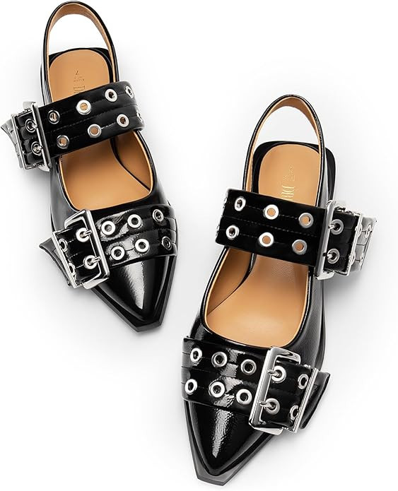 DREAM PAIRS Women's Slingback Ballet Flats, Pointed Toe Buckle Comfortable Dress Slip-on Flat Sho... | Amazon (US)