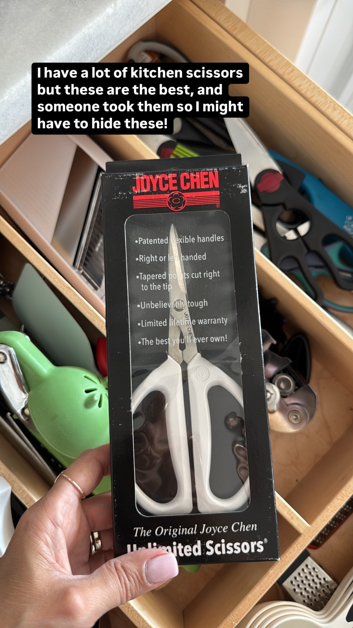 These are the best kitchen scissors! Great for trimming poultry, lobster shells, plastic, rubber, etc they’re so strong!