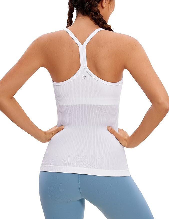 CRZ YOGA Seamless Workout Tank Tops for Women Racerback Athletic Camisole Sports Shirts with Buil... | Amazon (US)