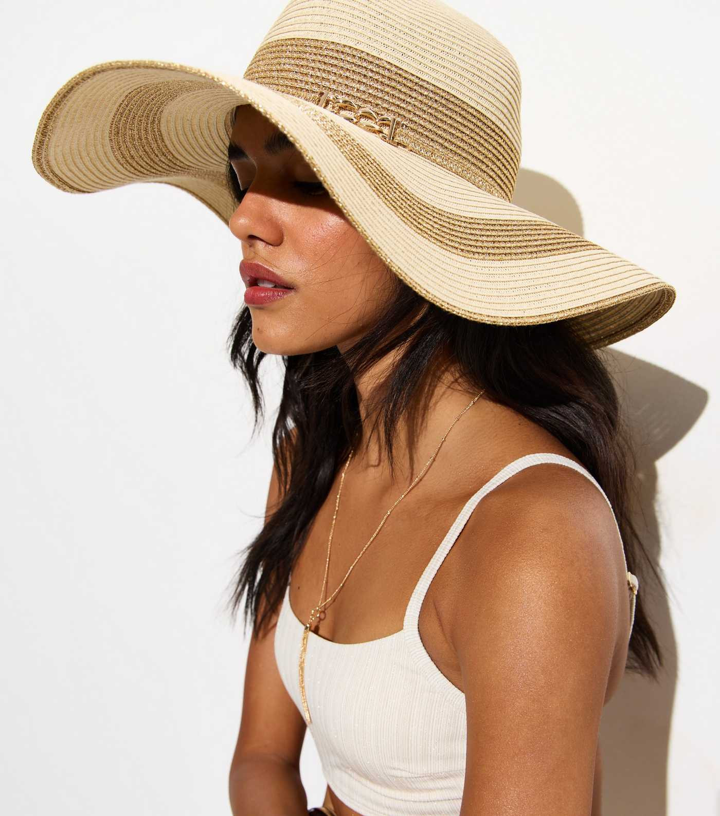 Stone Floppy Wide Brim Sparkly Straw Hat | New Look | New Look (UK)
