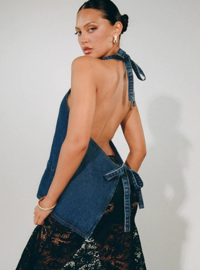Hills Halter Denim | Princess Polly AU