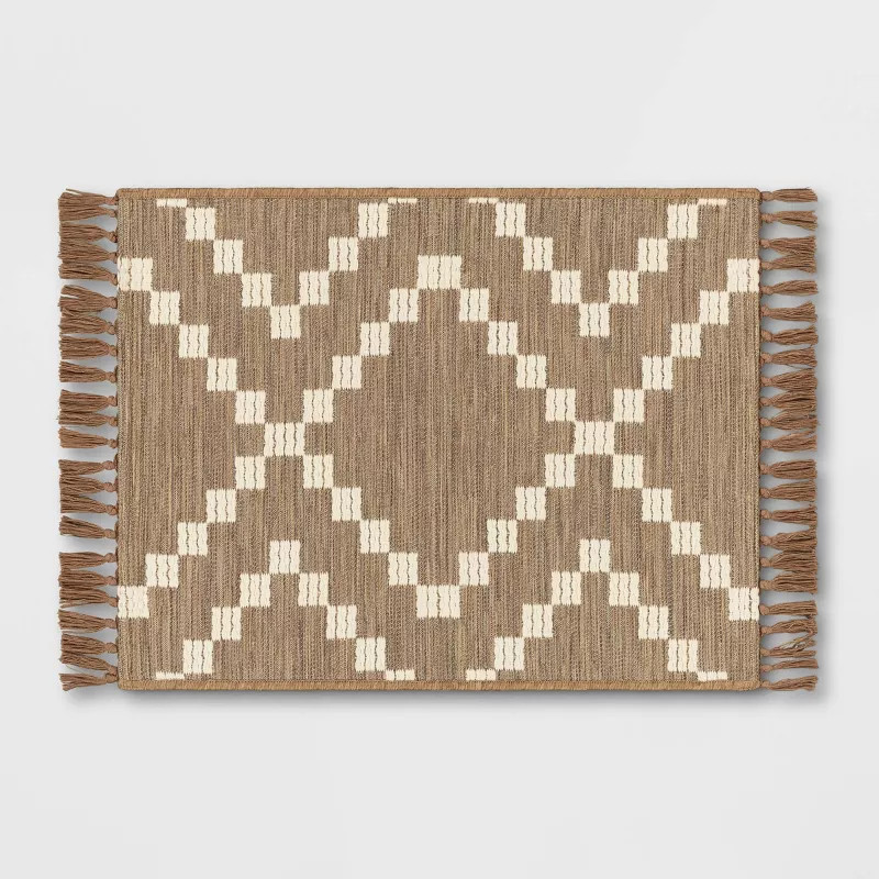 Check Diamonds Outdoor Rug Tan - Threshold™ | Target