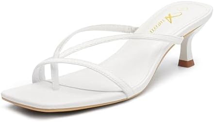 Athlefit Women's Strappy Kitten Heels Fashion Flip Flop Thong Low Heels | 1.97-Inch Kitten Heels,... | Amazon (US)