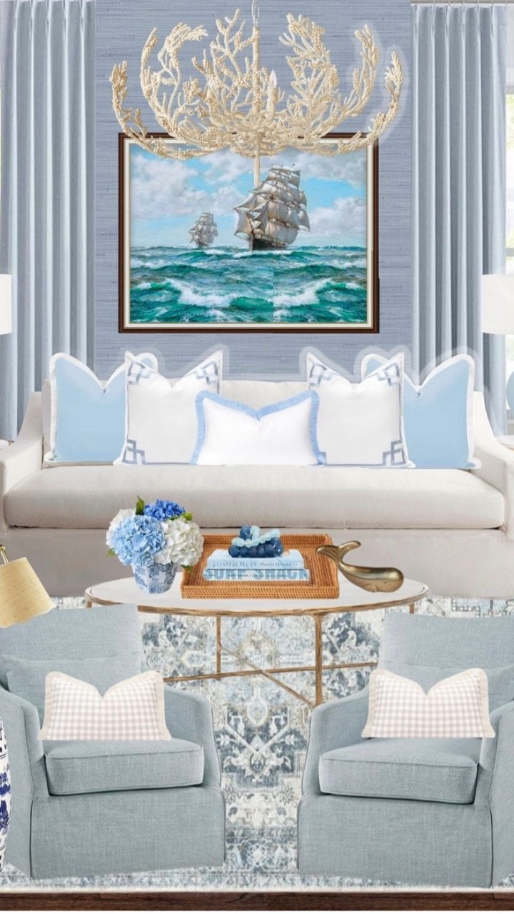 Coastal Grandmillennial living room straight from the Hamptons.

#LTKHome