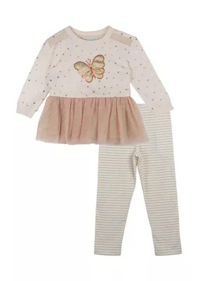 Rare Editions Girls 4-6x Butterfly Appliqué Sweatshirt and Leggings Set | Belk