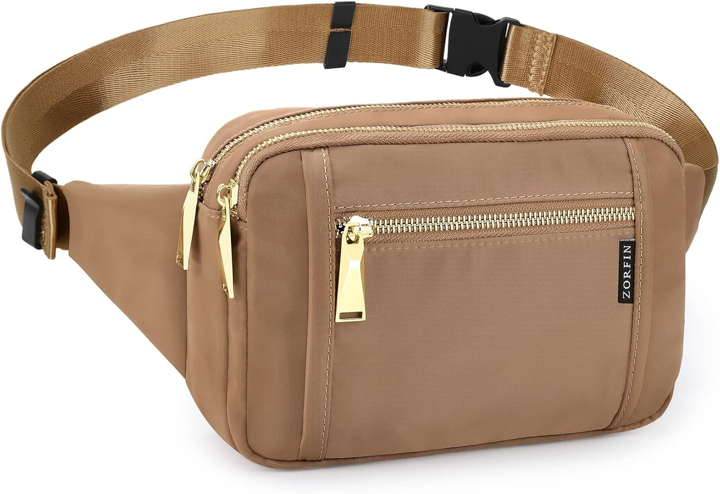 ZORFIN Fanny Packs for Women Men, Belt Bag with 5 Zipper Pockets, Fashion Waist Pack Crossbody Ba... | Amazon (US)