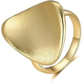 14K Gold Rings for Women, Fashion Signet Statement Chunky Rings Gold Bands Ring Wide Mixted Metal... | Amazon (US)