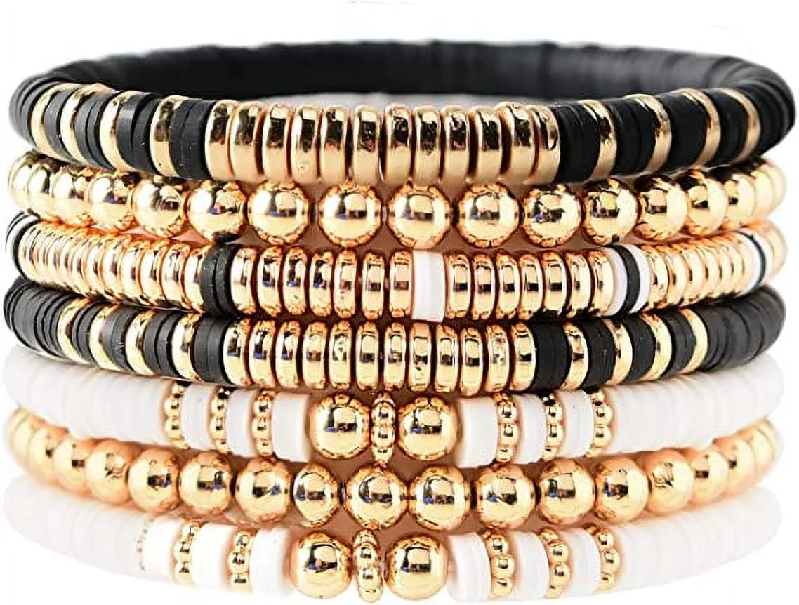 Valentine's Day Gift! Beaded Bracelets For Women Polymer Clay Colorful Surfer Stackable Beads Boh... | Walmart (US)