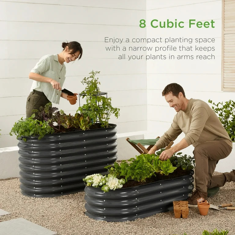 Best Choice Products 4x2x1ft Outdoor Raised Metal Oval Garden Bed, Planter Box for Vegetables, Fl... | Walmart (US)