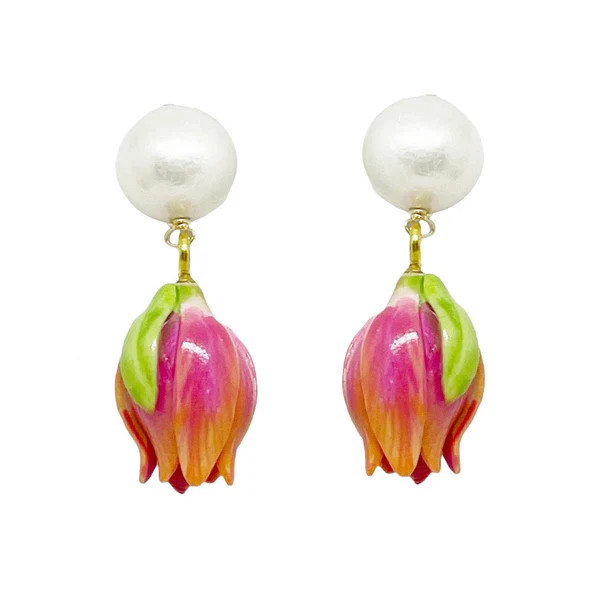 Tulip pearl drops in salmon pink | Meg Carter Designs