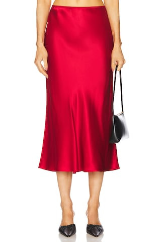 EAVES Chana Silk Midi Skirt in Red from Revolve.com | Revolve Clothing (Global)
