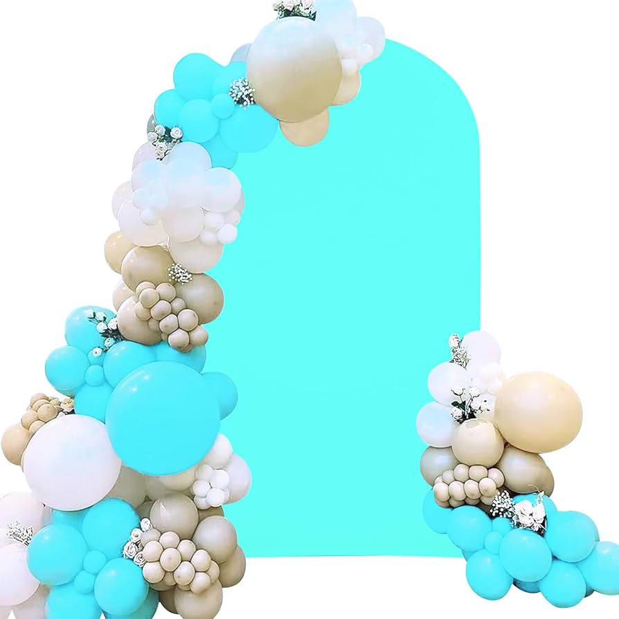 Spandex Fitted Wedding Arch Cover 6.6FT Turquoise Arch Backdrop Cover, Round Top Chiara Backdrop ... | Amazon (US)