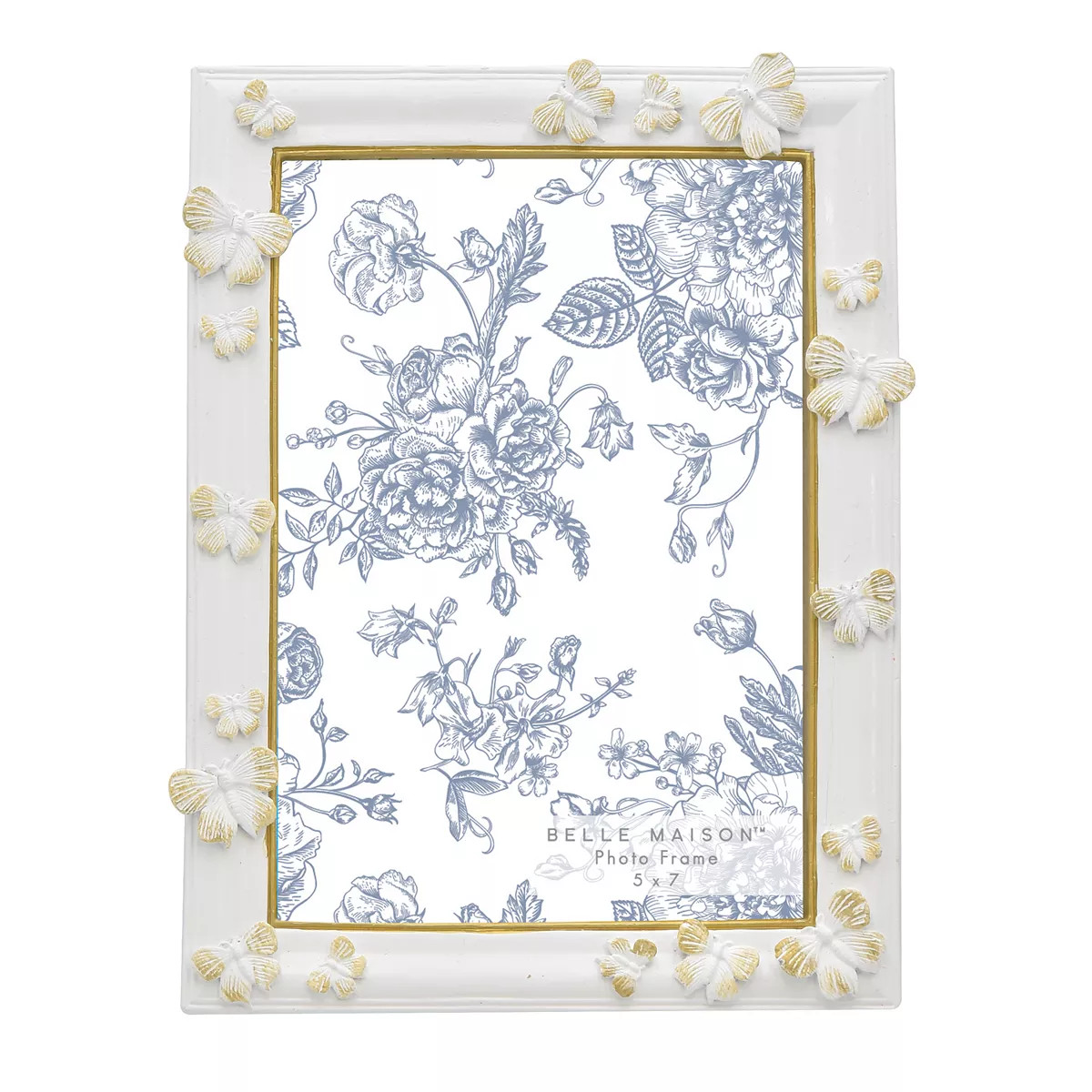Belle Maison 5" x 7" White & Gold Butterfly Frame | Kohl's