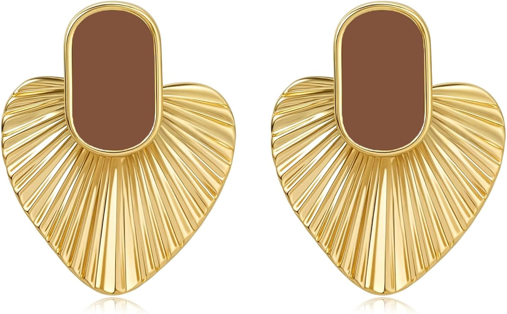 Black/White/Red/Green/Blue/Brown Heart Earrings for Women, 24K Gold Plated Vintage Gold Earrings ... | Amazon (US)