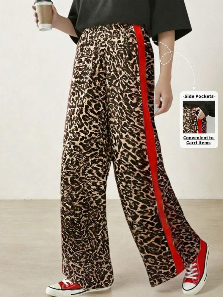 Leopard pants red stripe | SHEIN