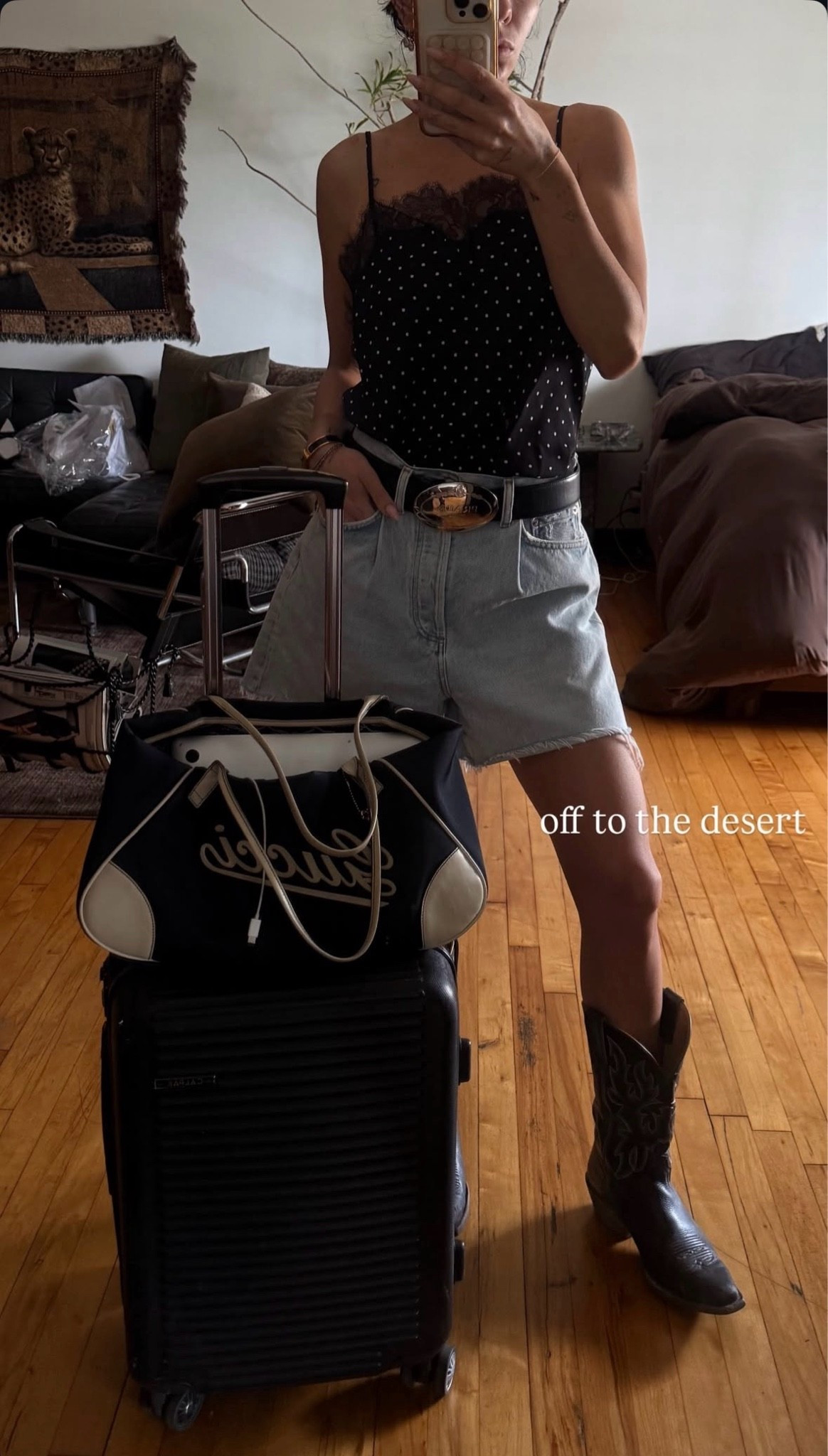 Off to the desert 🌵

Casual travel day ootd, Jean shorts, long jean shorts, cowboy boots, casual elevated style

#LTKootd #LTKgrwm