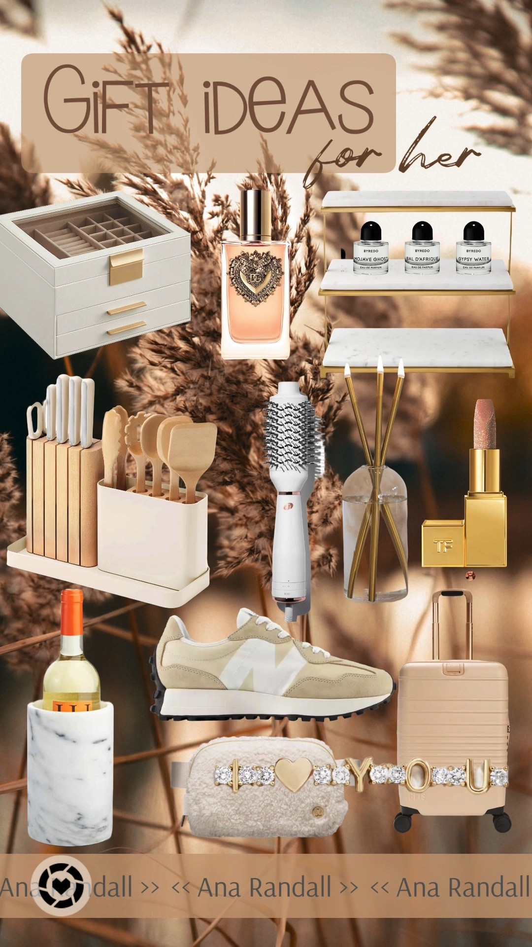 Gift ideas for her | Jewelry Box | Devotion Eau de Parfum | Tiered Stand | Les Triplés Eau de Parfum Miniature Set|  Soleil Balm Frost Lip Balm | T3 Airebrush | Marble Wine Cooler | 14-piece knife & utensil set | Bracelets | New Balance | The Carry on Roller | Belt bag | Le Chiquito | Prices are subject to change | 

#LTKfindsunder50 #LTKGiftGuide