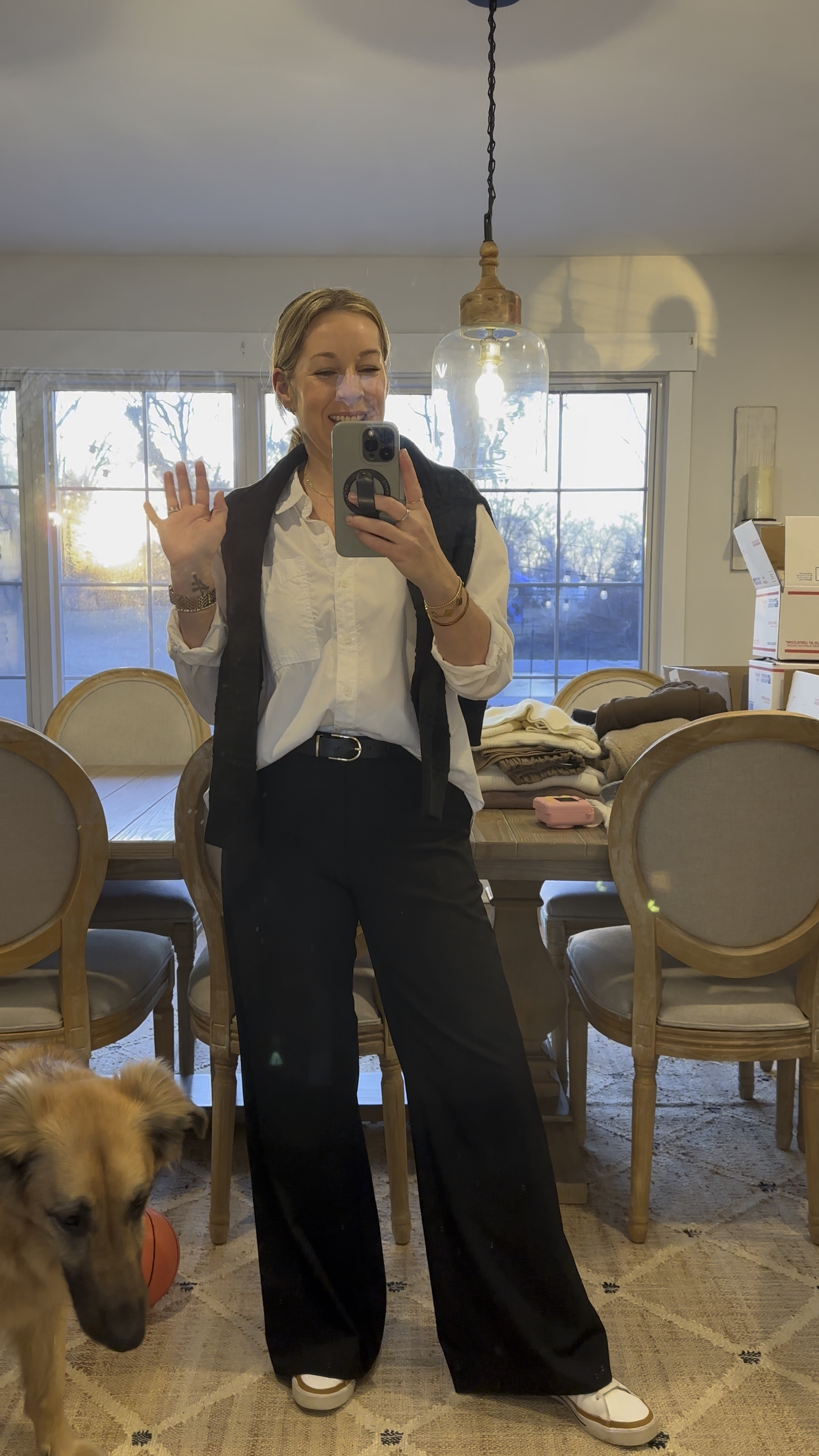 Monday ootd bc it’s finally going to be 48 today! Basically summer!!! Small button down, tts 8 petite trousers and tts 8 flats. Medium sweater  

#LTKWatchNow #LTKWorkwear #LTKStyleTip