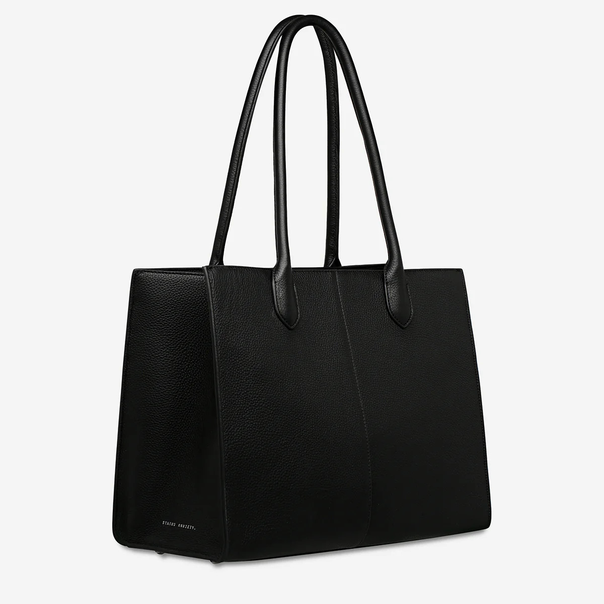 'Without Warning' Black Leather Tote Bag | Status Anxiety® | Status Anxiety 