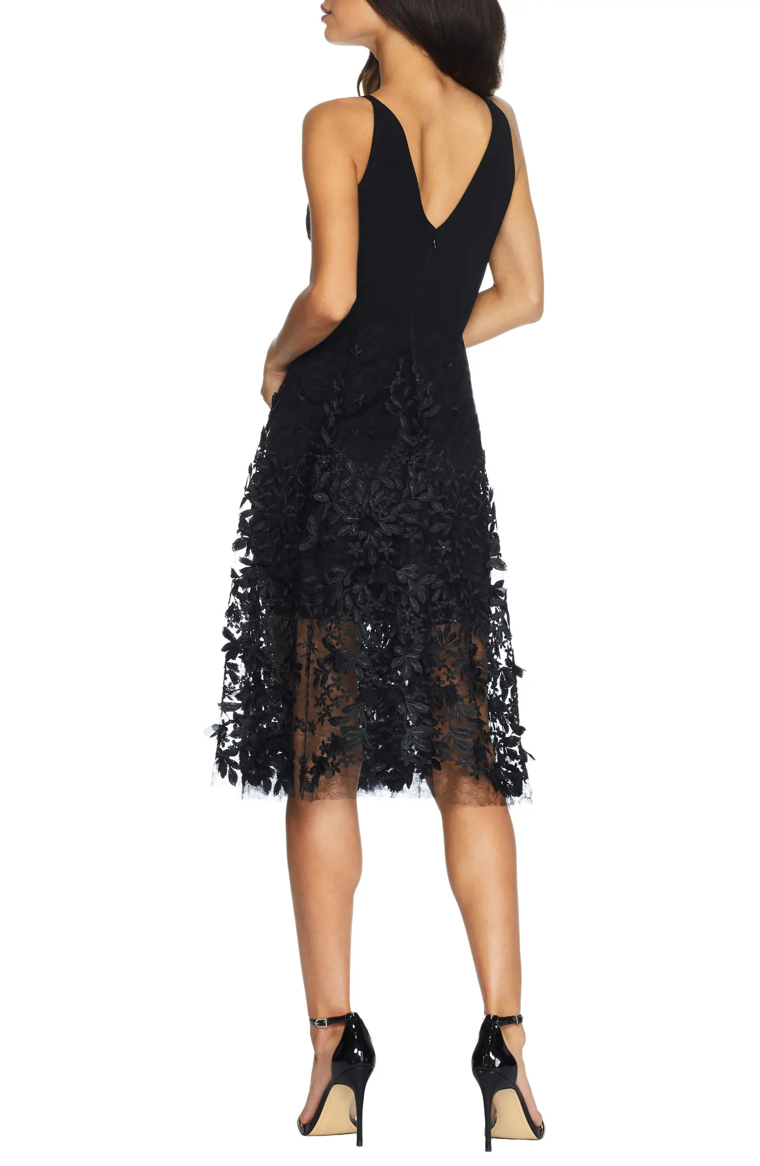 Darleen V-Neck Embroidered Mesh Cocktail Dress | Nordstrom