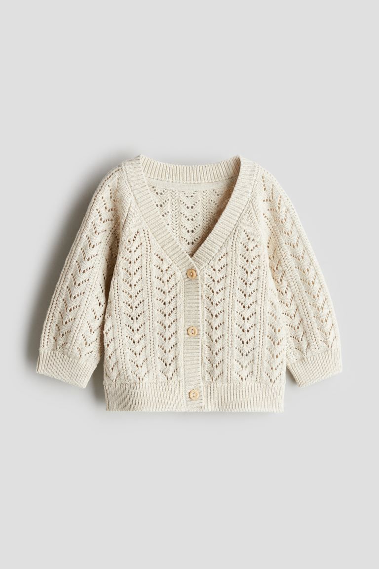 Knit V-neck Cardigan - Light beige - Kids | H&M US | H&M (US + CA)