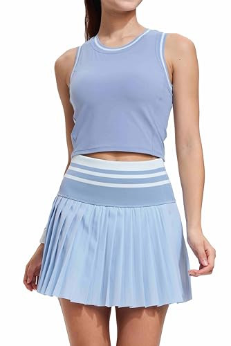 Two Piece Tennis Skirt Set for Women High Waisted Pleated Athletic Golf Skirt Sets Women 2 Piece ... | Amazon (US)
