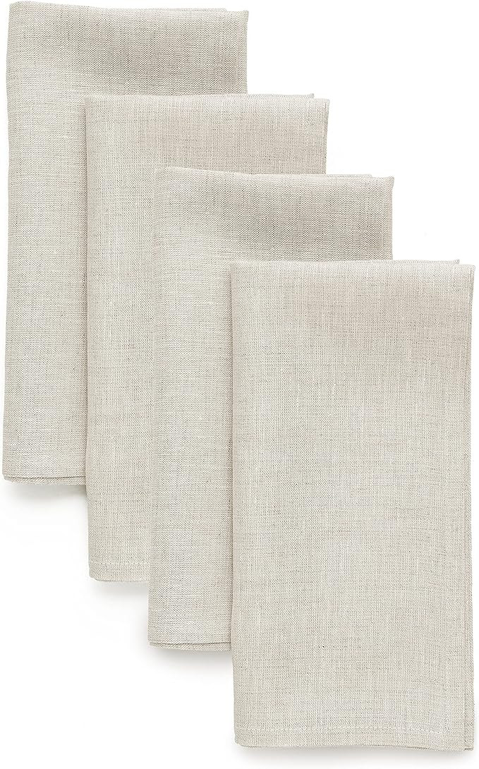 Solino Home Linen Napkins 20 x 20 Inch – 100% Pure Linen Light Natural Cloth Napkins Set of 4 ... | Amazon (US)
