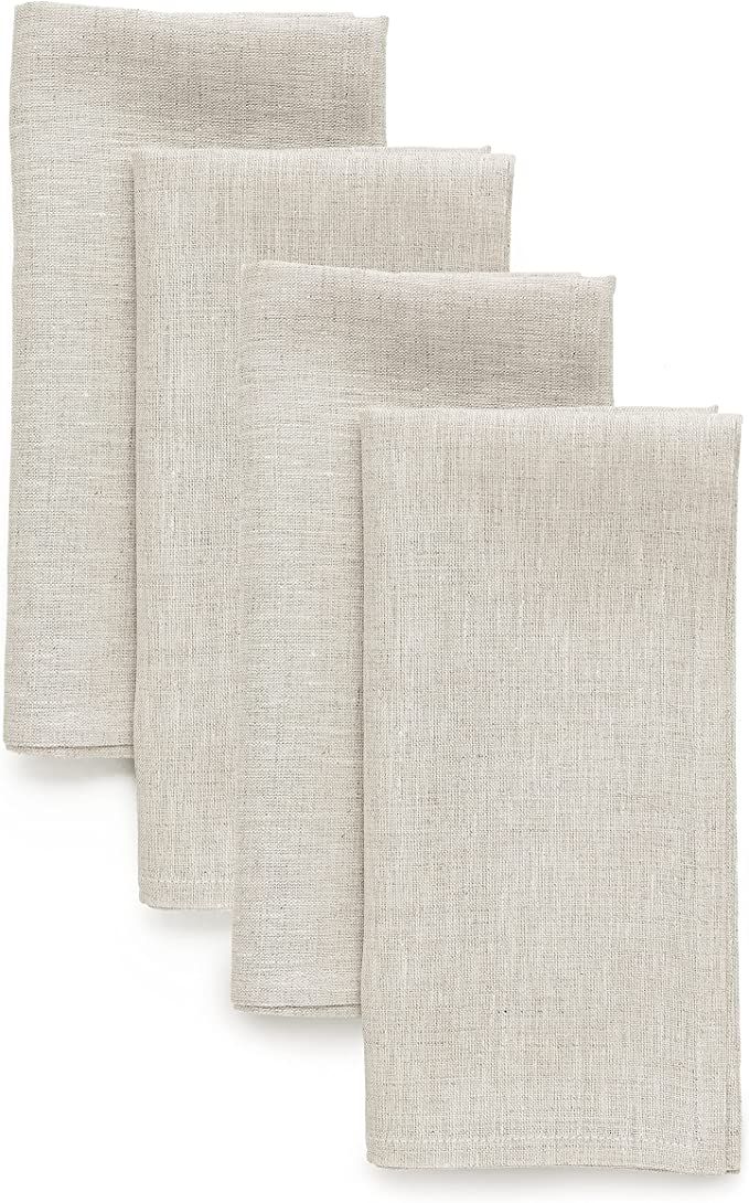 Solino Home Linen Napkins Set of 4 – Light Natural, 20 x 20 Inch – Athena, European Flax 100%... | Amazon (US)