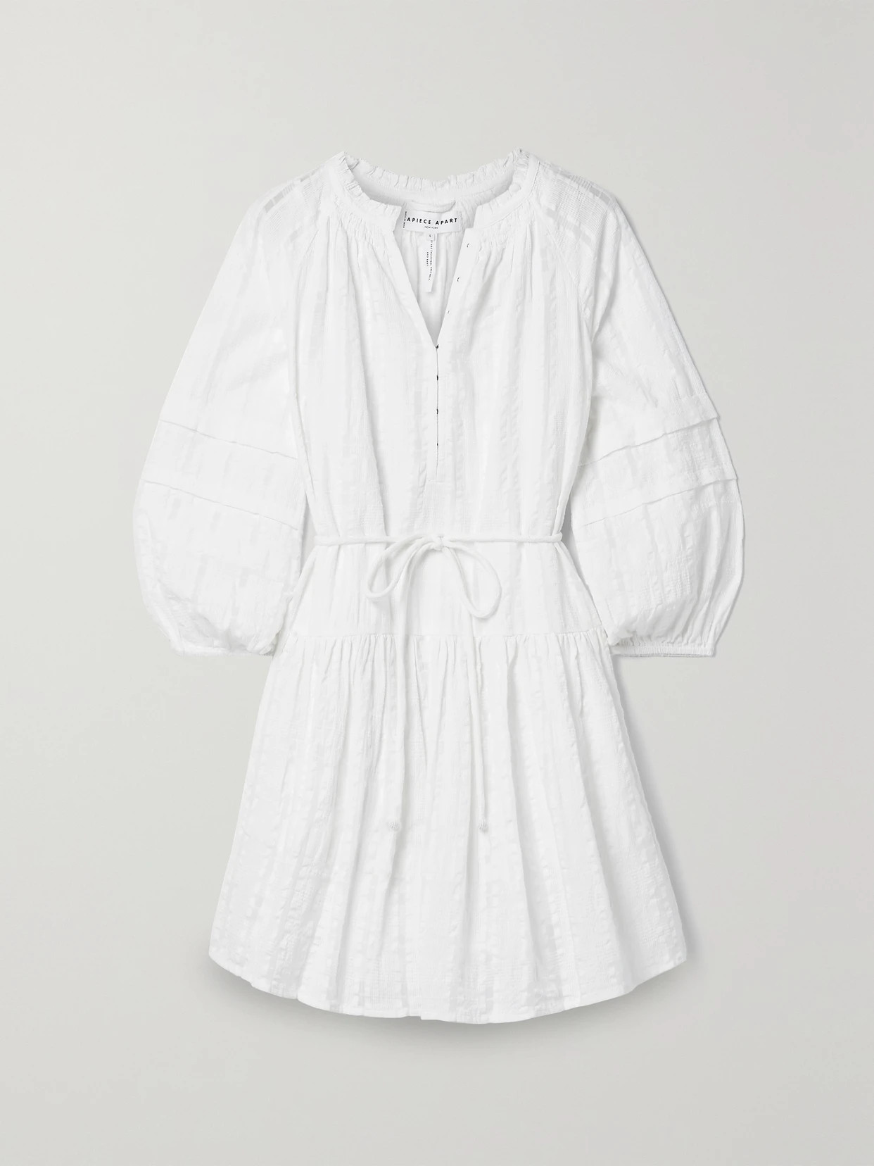 APIECE APART - Laguna Cotton-seersucker Mini Dress - Cream | NET-A-PORTER (US)