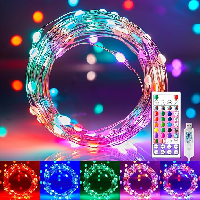 Minetom Fairy Lights Color Changing - 33FT 100 LED String Light with Remote, 16 Single Colors & 6... | Amazon (US)