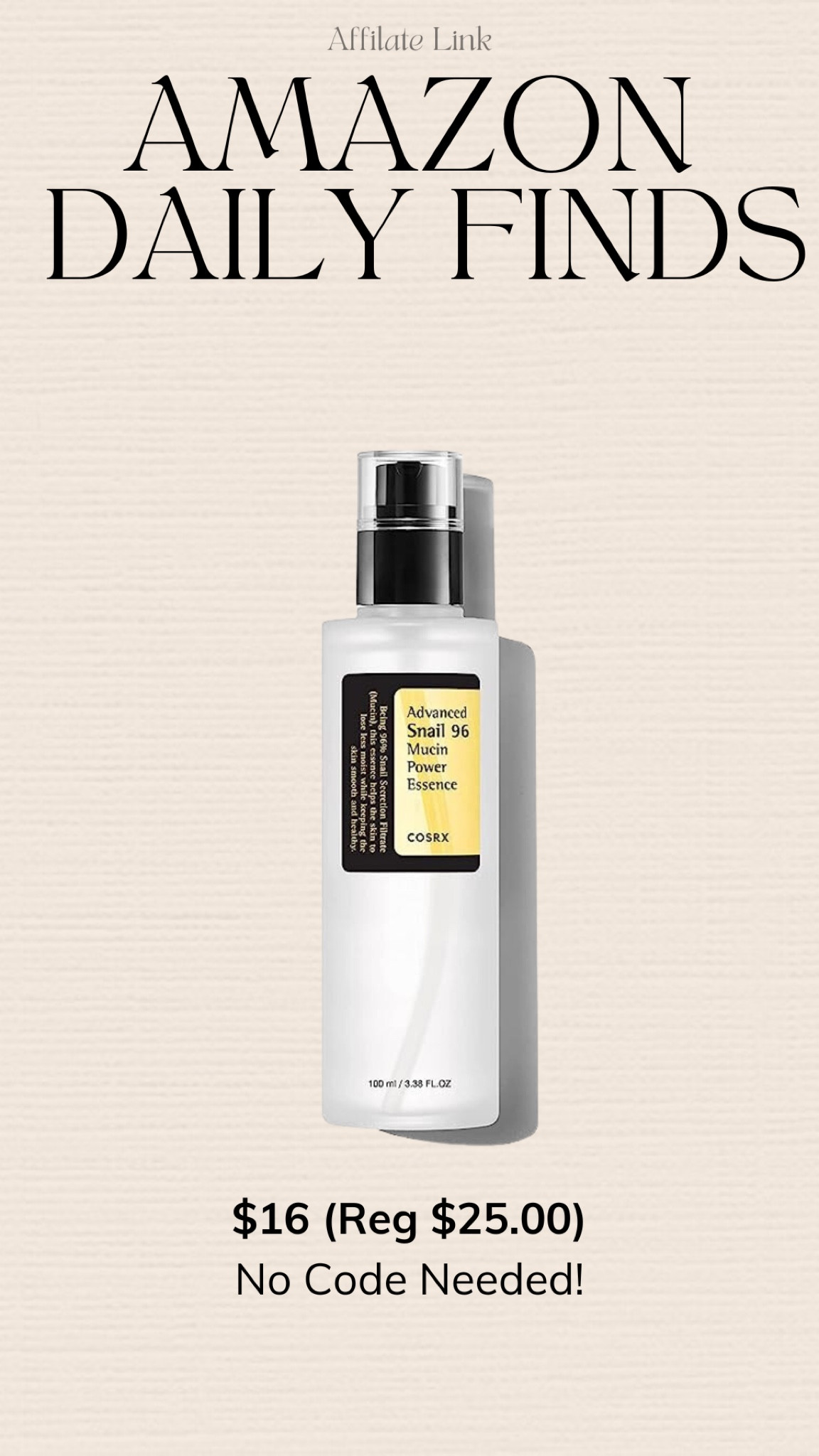 Viral snail mucin on sale!  So good for hydrating dry skin! 

Snail mucin, skincare, beauty finds, Amazon finds. 

#LTKbeauty #LTKunder50