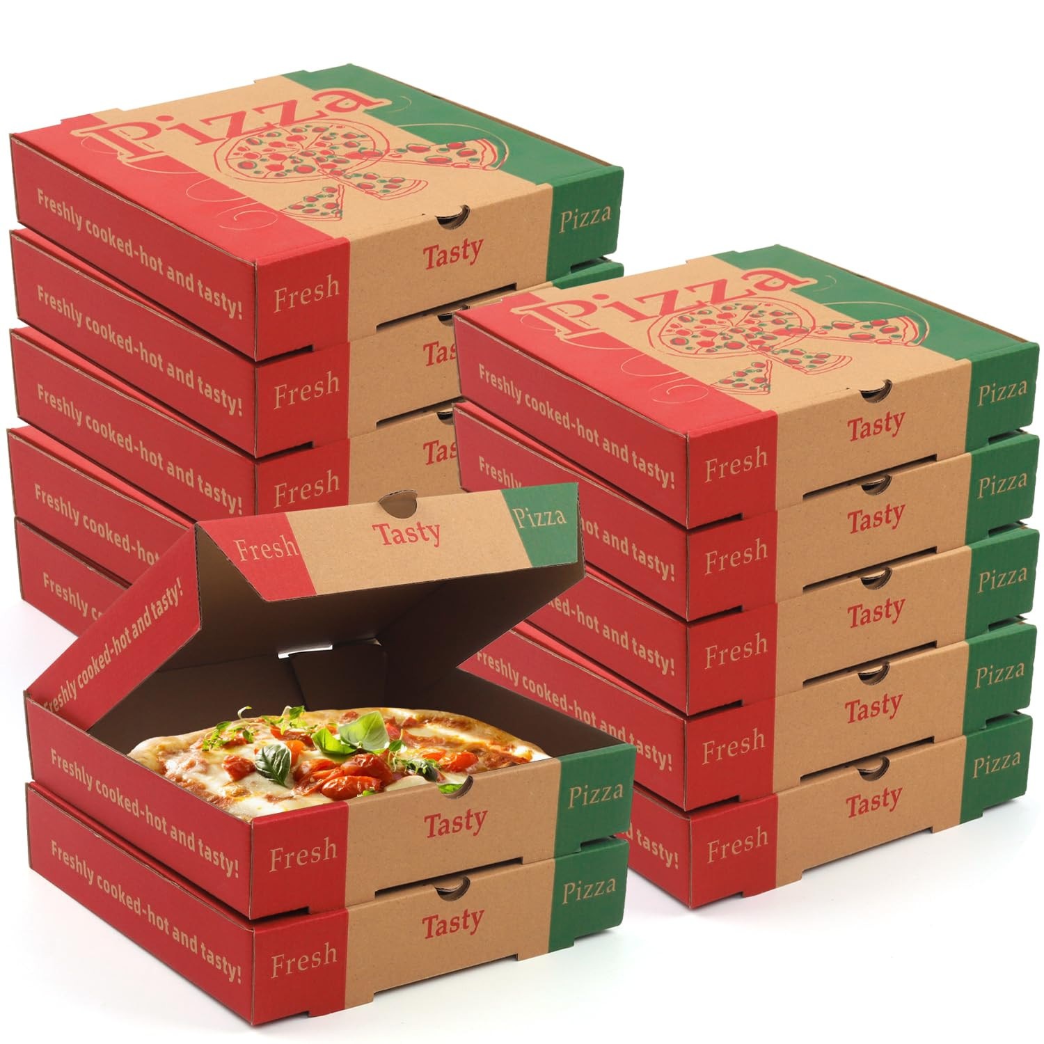 15 pcs 7 Inches Kraft Corrugated pizza boxes colorful pizza boxes takeaway boxes pizzeria bakery ... | Amazon (US)