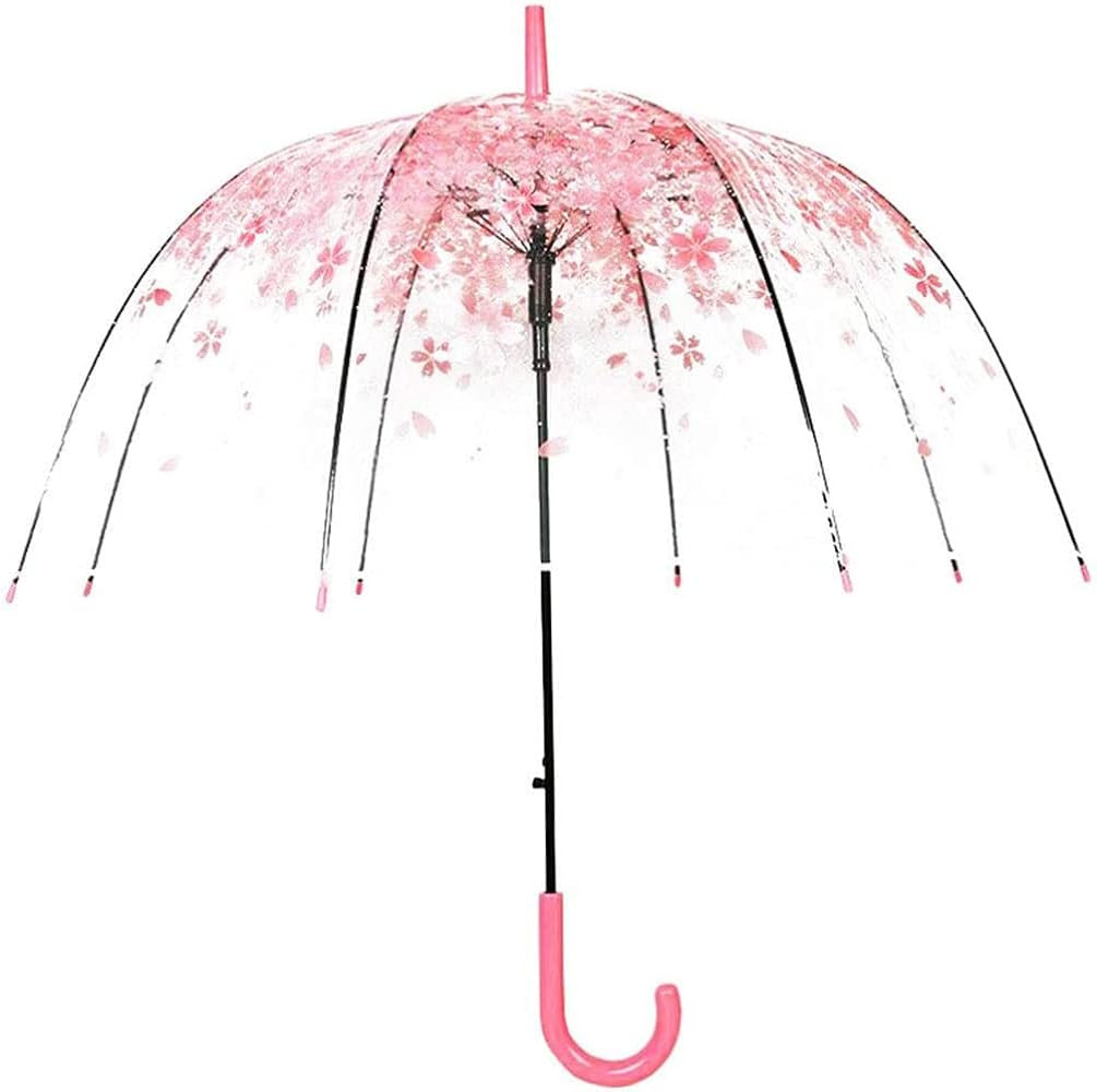 Cherry Blossoms Umbrella Cute Transparent Bubble Umbrella Clear Dome Semi-Automatic Sunny Umbrell... | Amazon (US)