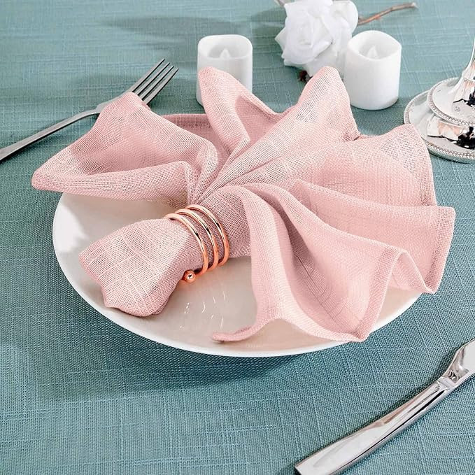 Efavormart 5 Pack Blush 20"x20" Premium Faux Linen Napkins Slubby Textured Wrinkle Free Napkins | Amazon (US)