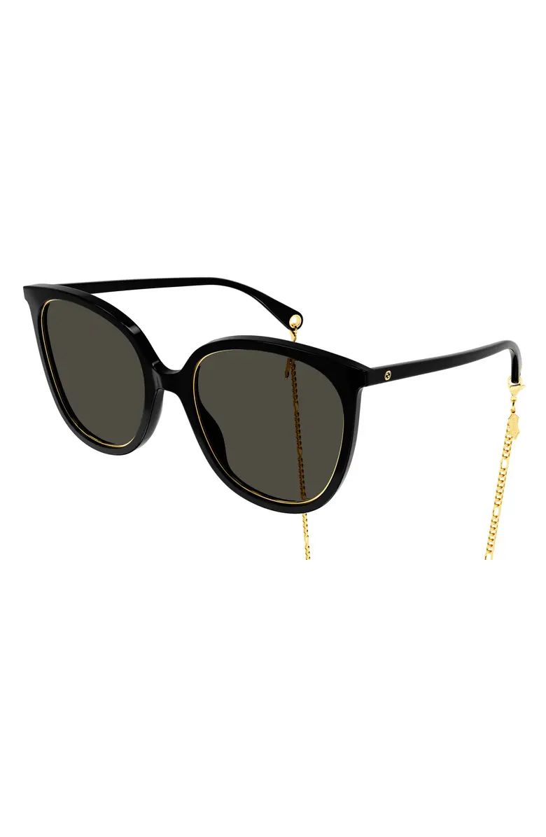 Gucci 56mm Round Blue & Beyond Chain Sunglasses | Nordstrom | Nordstrom