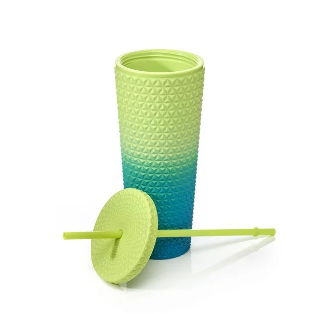 Mainstays 26 oz Double Wall Plastic Ombre Painting Textured Tumbler, Green | Walmart (US)