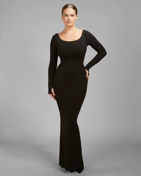 Scoopy Long Sleeve Rib Mermaid Dress | TA3